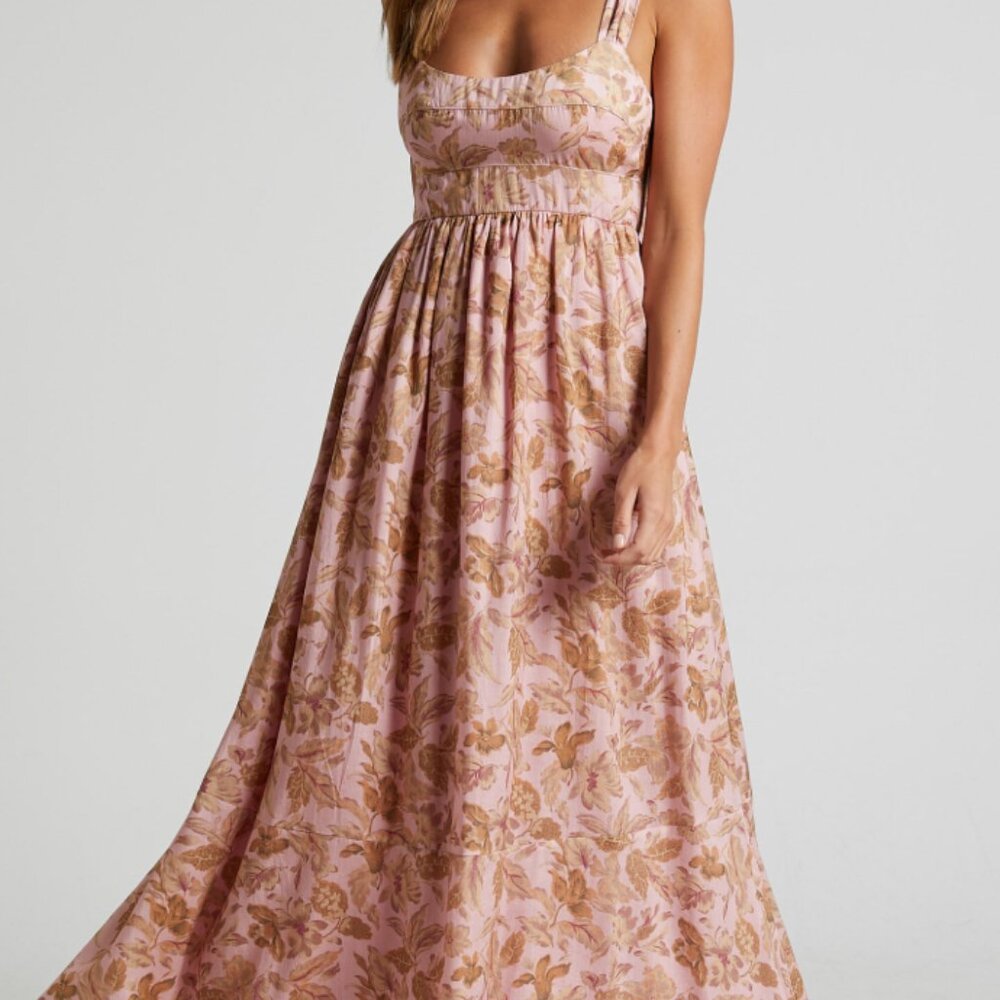 BRAND NEW - Amalie The Label - Kai Double Tie Back Midi Dress in Vahala Print